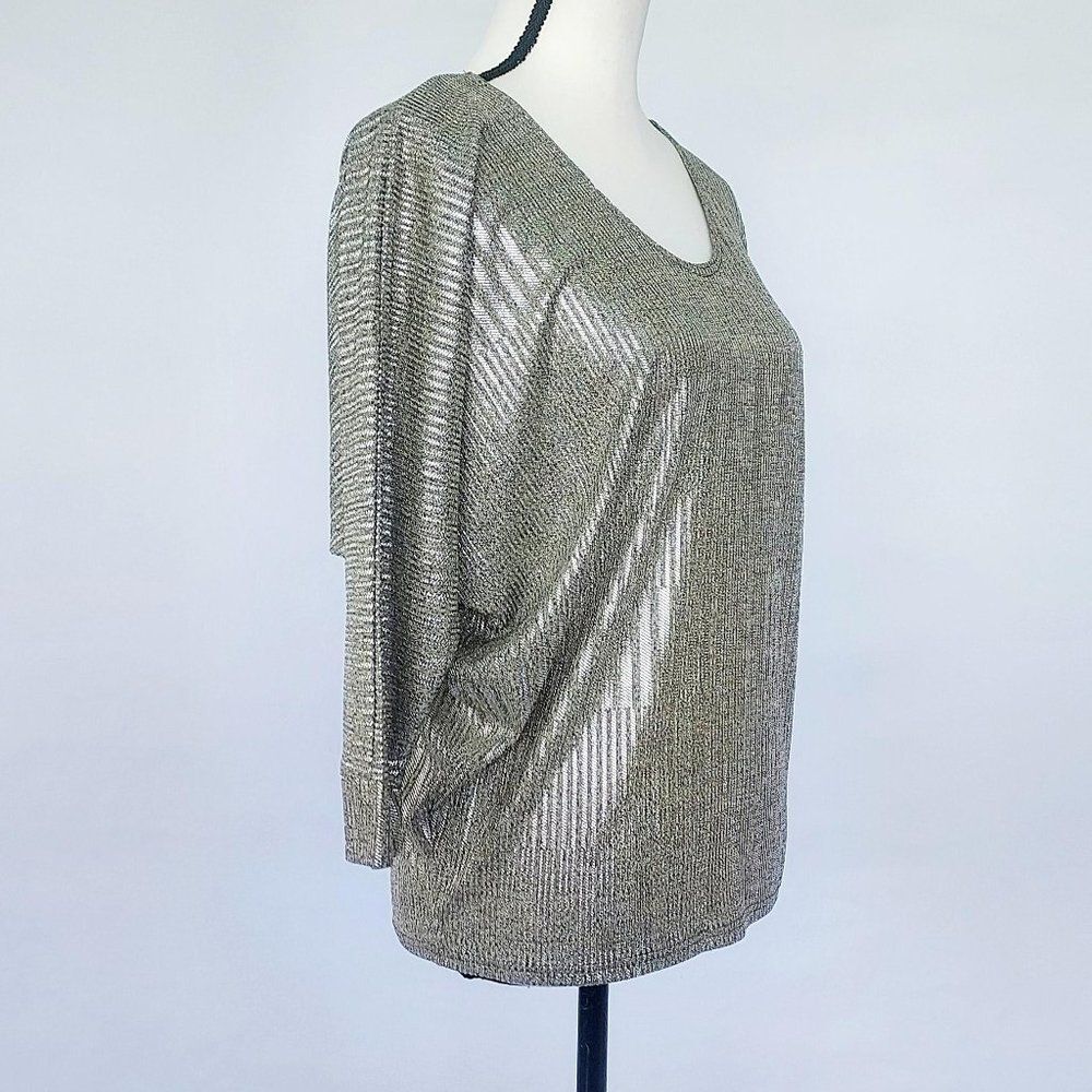 Kim & Cami Women's Ribbed Shimmer Metallic Long Sleeve Blouse Size Small NWOT - Picture 4 of 10